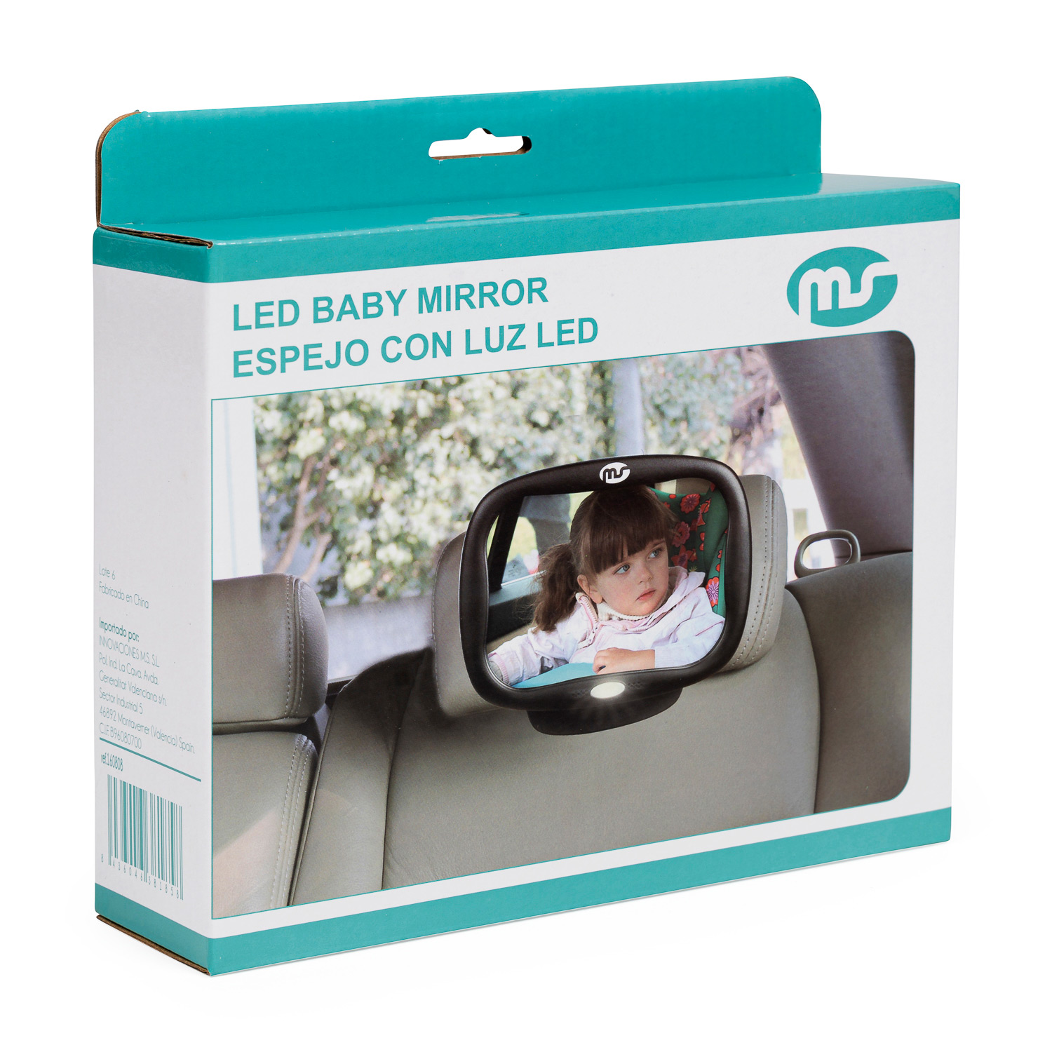  Espejo de coche para bebé con luz innokids Dual Mode  Iluminación LED por control remoto Vista clara del bebé en el asiento  trasero orientado hacia atrás mientras conduce por la noche (