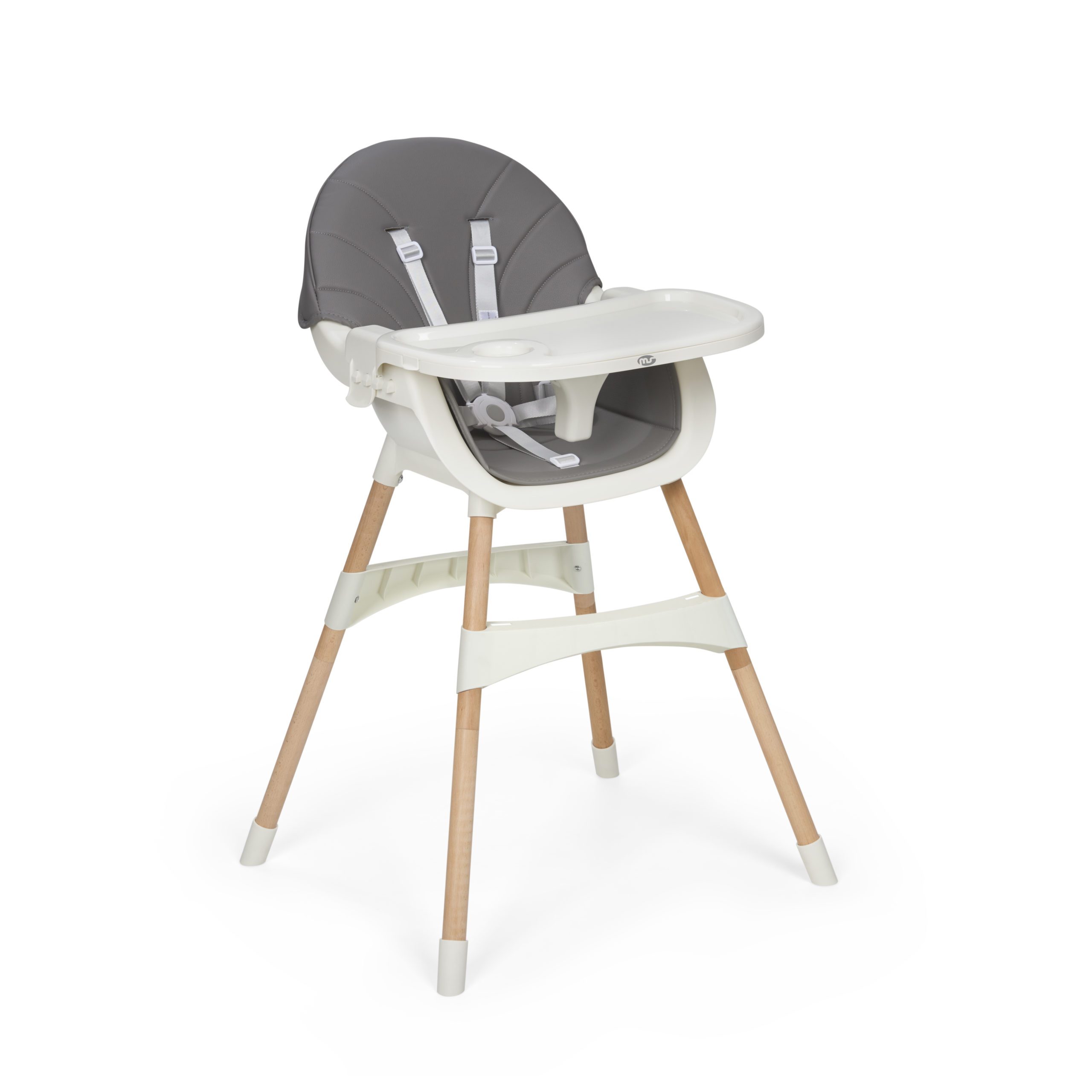 Cadeira Refeição Bebé Alta Cadeira de Jantar Dobrável com Rodas Altura da  Almofada em PU Dupla Removível 89 x 57 x 105 cm Cinzento